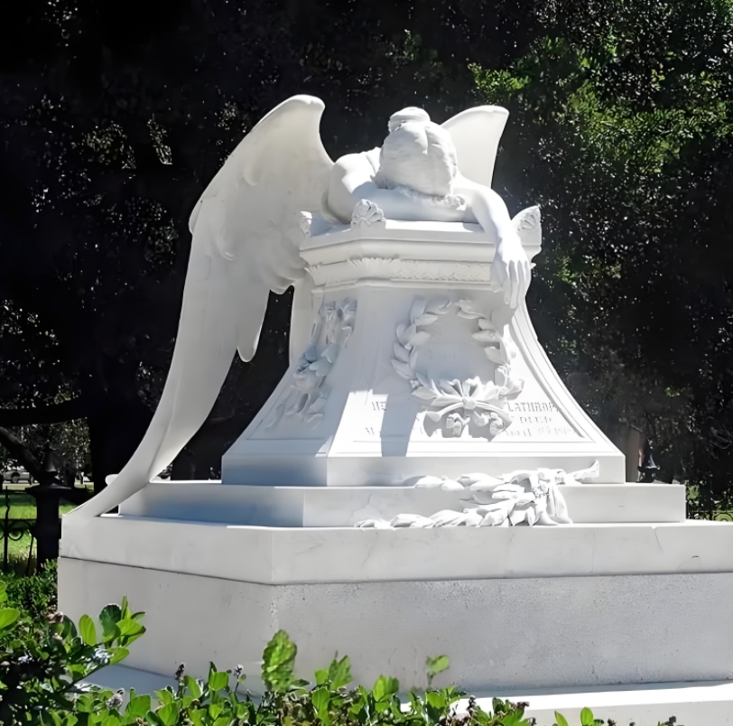 High quality factory price marble cemetery weeping angel for sale